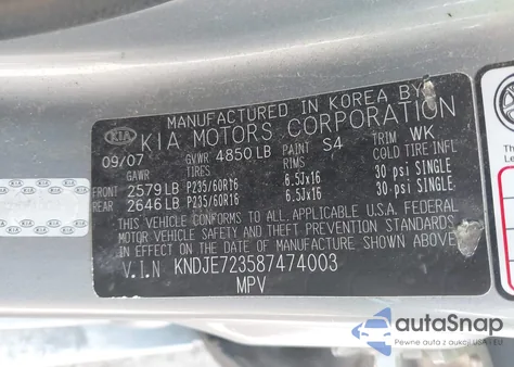 2008 Kia Sportage Lx V6 из США, поврежденный, VIN KNDJE723587474003